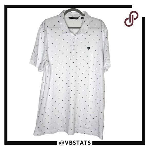 Travis Mathew Mens Sun Dip Printed Short Sleeve Perfect Polo Shirt White Sz XXL - Picture 1 of 7